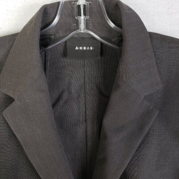 AKRIS 100% Wool Blazer Dark Gray Snap Button Jacket size 10 Career Minimalist - Picture 3 of 16